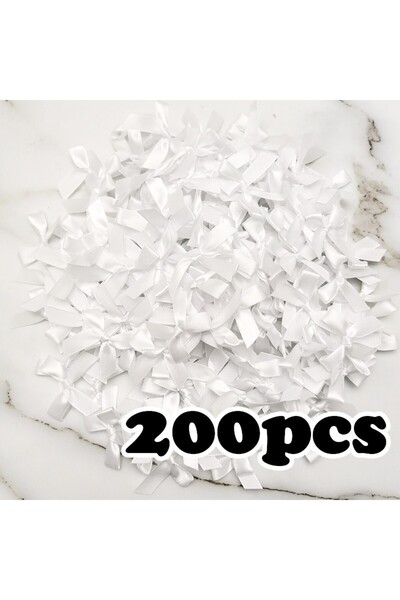 Choice1 4cm WHITE (200 Pcs) Champagne Ribbon Bows Small Size Polyester Satin ...
