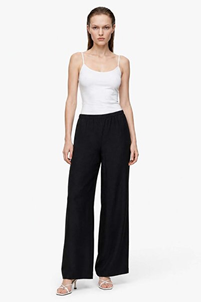HAKKE Wide Trousers with Elastic Waist and Linen Look