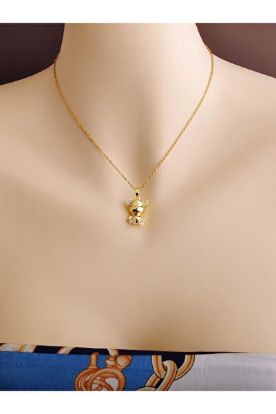 Choice Golden bear 1 Piece Gold Bear Pendant Necklace, Light Luxury Style, Su...