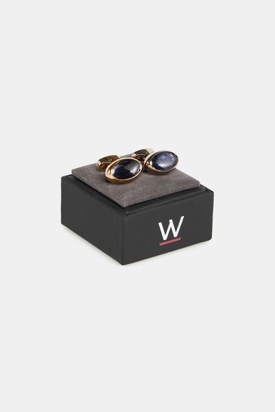 W Collection GOLD RENKLİ OVAL VE TAŞLI KOL DÜĞMESİ