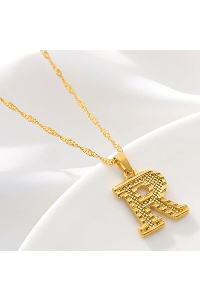 Choice R Fashion Gold Plated 26 Initial Letter Pendant Water Wave Chain Neckl...