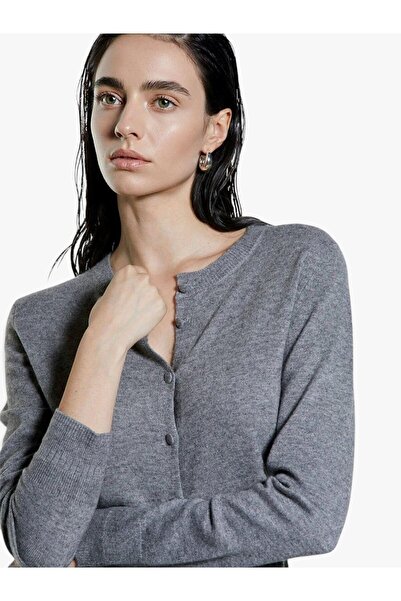 Sisley Kadın Yün ve Kaşmir Karışımlı Ribana Detaylı Bisiklet Yaka Hırka 325A102HM5237-SIS507