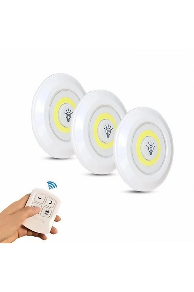 Go İthalat Uzaktan Kumandalı Yapışkanlı Kablosuz Yuvarlak Pilli LED Spot Işık...