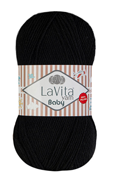 LaVita Yarn Baby El Örgü İpi %100 Akrilik Anti-Pilling 100gr (6500 SİYAH)