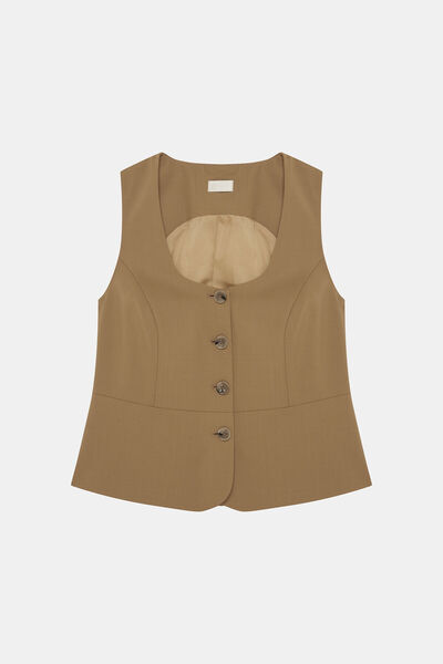 W Collection CAMEL YÜNLÜ YELEK