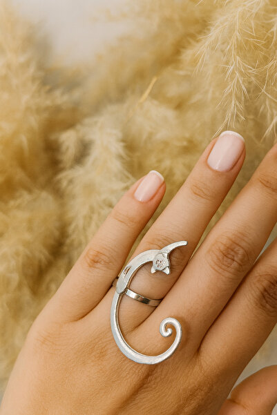 Herşey Nota Minimal Cat Metal Ring – the Symbol of Elegance, Intuitive Power,...