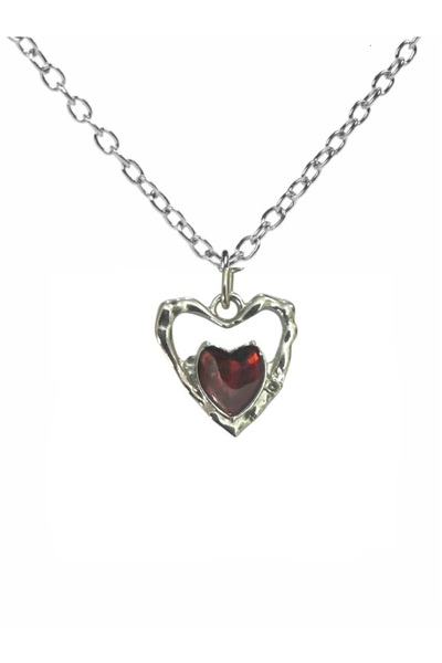 Herşey Nota Red Stone Heart Figured Unisex Necklace – 60 cm Chain, Symbol of ...