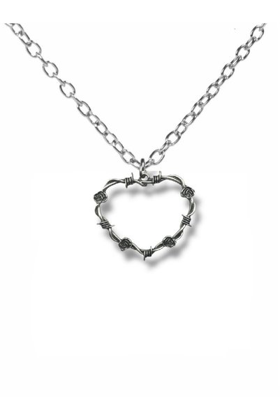Herşey Nota Gothic Necklace with Heart Figure and Spiral Detail – Zamak Plate...
