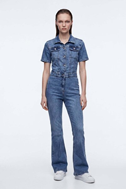 HAKKE İspanyol Paça Kısa Kollu Denim TULUM