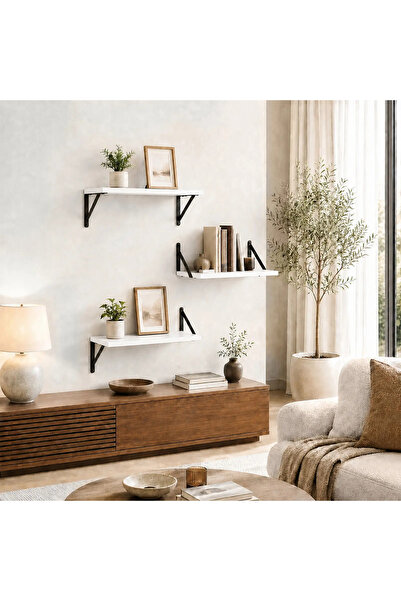 Arabest Rustic Triangle Floating Wall Shelves Set of 3 39.8×19×15 cm 3.4kg Wh...