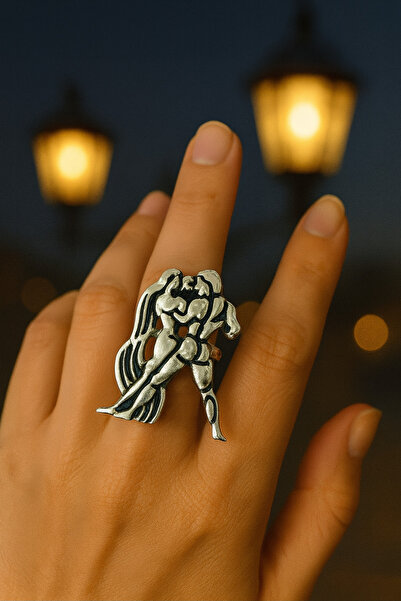 HER ŞEY NOTA www.herseynota.com Unisex Adjustable Metal Ring with Aquarius Zo...