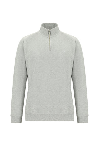 Abdullah Kiğılı Half Turtleneck Regular Fit Cotton Zipper Sweatshirt