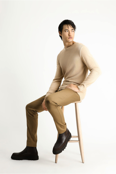 Kiğılı Crew Neck Regular Fit Patterned Cotton Knitwear Sweater