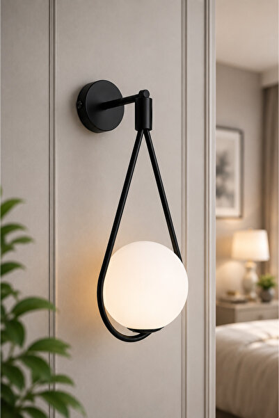 VENON Lighting Kent Sconce (Glop White Glass) Black Wall Lamp Modern Sconce