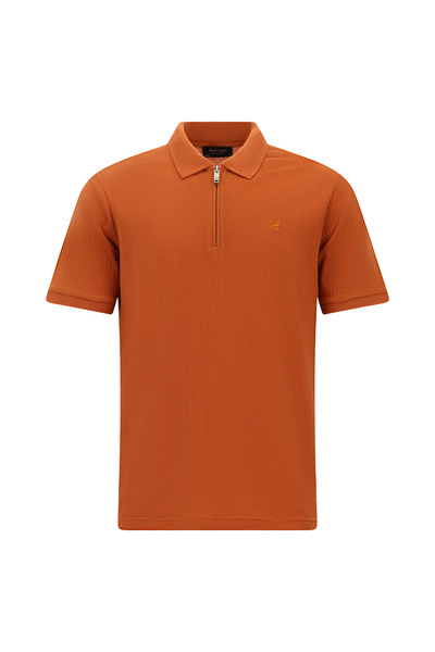 Abdullah Kiğılı Slim Fit Dar Kesim Fermuarlı Nakışlı Pamuk Desenli Polo Yaka ...