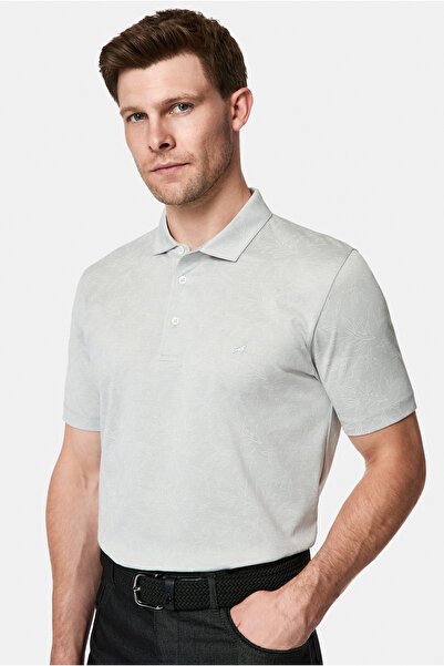 Abdullah Kiğılı Regular Fit Buttoned Polo Collar Patterned Embroidered 100% M...