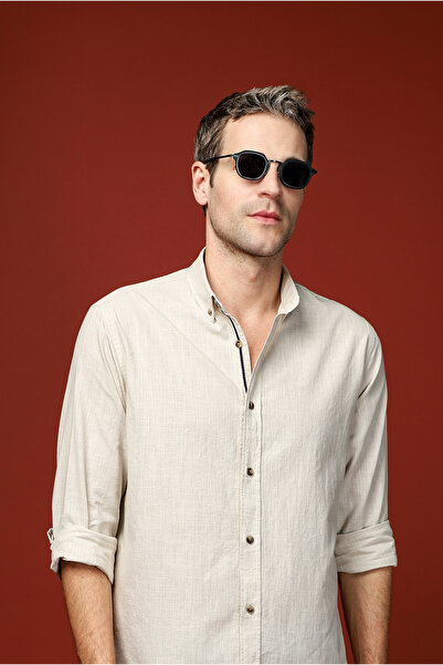 Kiğılı Long Sleeve Regular Fit Button Collar Linen Look Sports Cotton Shirt