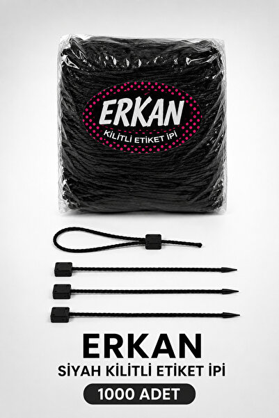 ERKAN Siyah Kilitli Etiket Ipi (1.000 Adet)