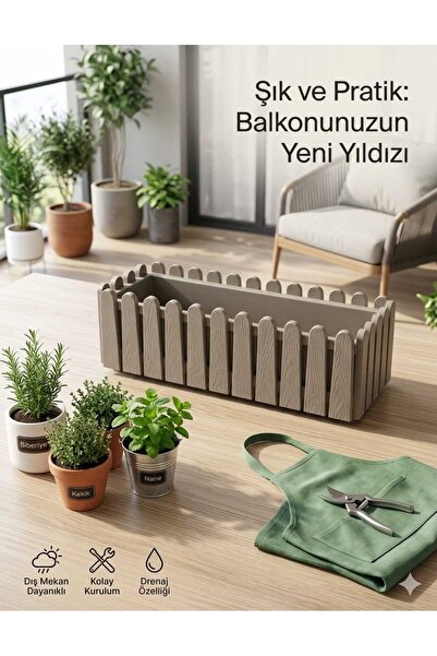 ERSOY HOME BiDünya Istanbul Balkon Saksı Çit Model 9 Lt Kahverengi