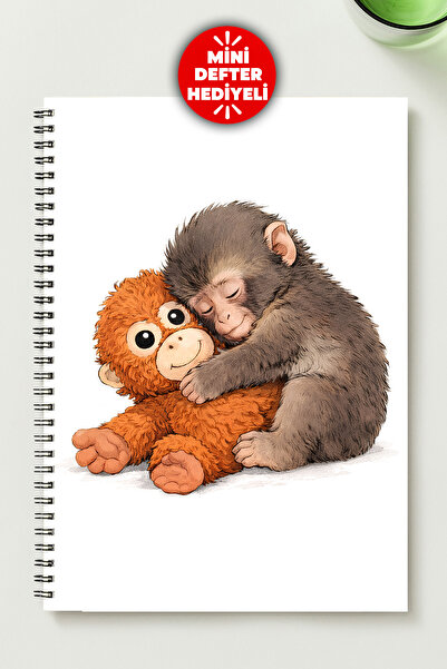 MAYMUN (PUNCH) TEMALI A5 Metal Spiralli Çizgisiz Karton Kapak MAYMUN (PUNCH) TEMALI A5 DEFTER