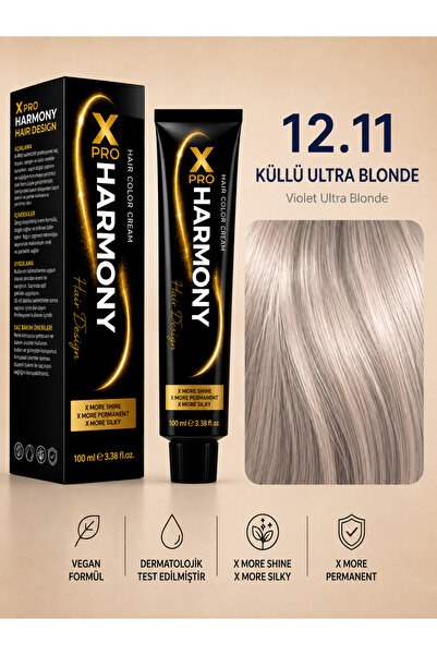 X Pro Harmony Tüp Boya 12.11 Ultra Light Blonde İntense Ashy Yoğun Platin Kül...