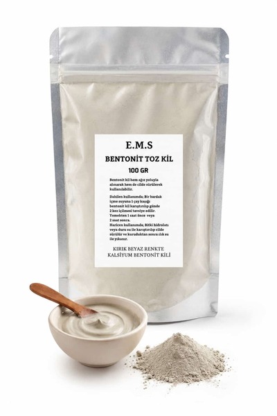 E.M.S AVM BENTONİT KİL 100 GR İNCE TOZ FORMDA KIRIK BEYAZ DOĞAL BENTONİT KİLİ.
