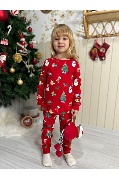 NOBLEKIDS Children's New Year Themed Pajama Set Red