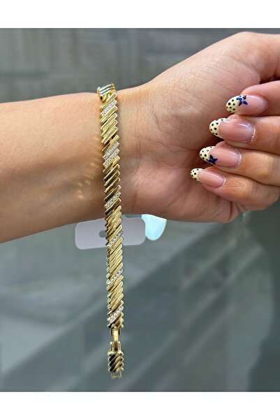 XUPING JEWELRY KUYUMCU SERİ 14K RENGİ ZİRKON TAŞLI YAN ÇUBUKLAR 17+2CM ÇELİK ...