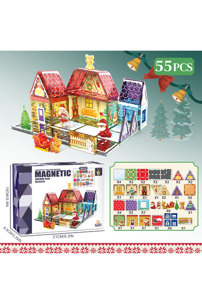 Choice1 55pcs 2025 Christmas Colorful Window Magnetic Tile Building Blocks Se...