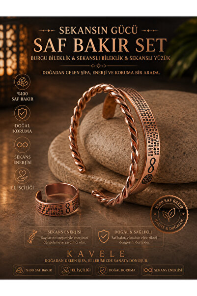 KAVELE 100% Pure Copper Bracelet-Grabovoi Number Secans Twisted Copper Bracelet