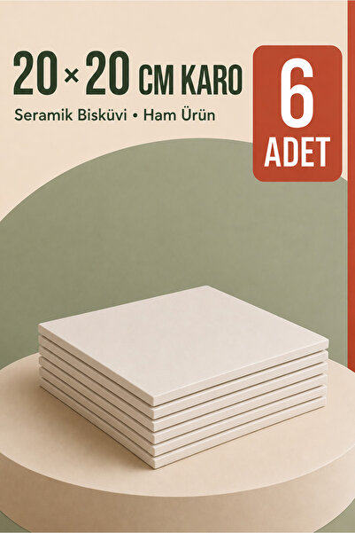 Ref-San 20x20cm Karo - Seramik Bisküvi 6'lı (Ham Ürün)