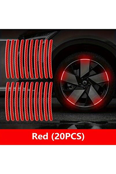 choice2 Red 20pcs Car Tires, Wheel Hubs, Reflective Stickers, Colored Glowing...