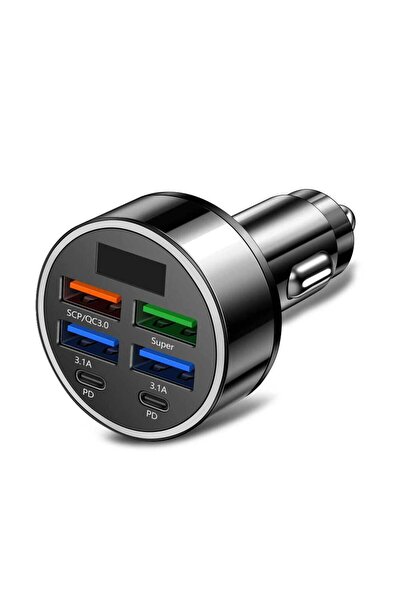 Choice black 100W 6 Ports Car Charger Fast Charging PD QC3.0 USB C Car Phone ...