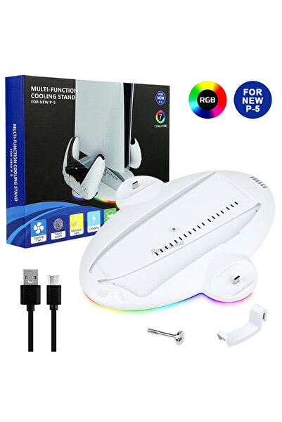 Choice White For PS5 Slim Stand Cooling Station With RGB LED Lighting And PS5...