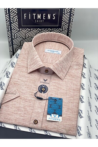 Fitmens Classic Short Sleeve Linen Breathable Collar Buttoned at the Bottom G...