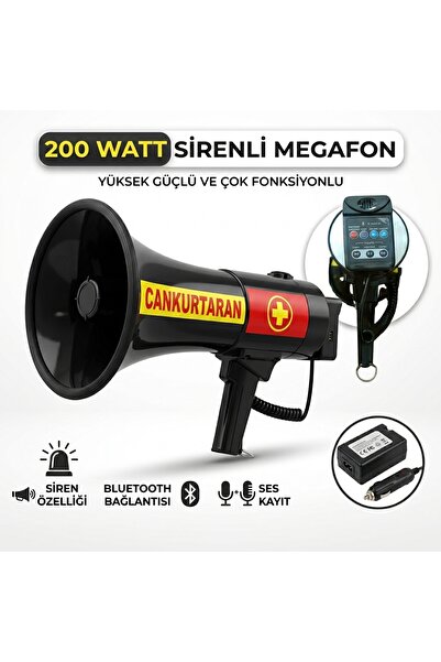 Genel Markalar Profesyonel Cankurtaran Sirenli Megafon 200 Watt