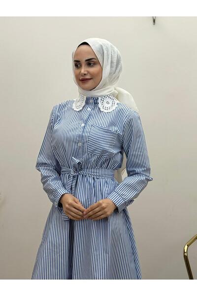 JOOQSTORE فستان بتفاصيل دانتيل على الياقة