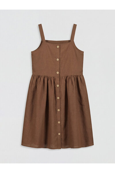 LC Waikiki Square Neck Girls' Poplin Dress