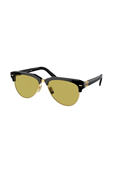 Miu Miu MU09ZS1AB07O57 Kadın Güneş Gözlüğü Siyah Kemik Çerçeve Yeşil Lens UV400