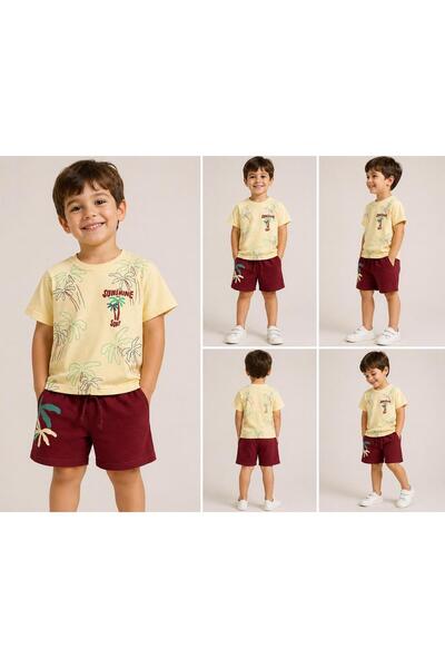 elzo collection طقم تي شيرت قطني للأولاد من Sun Shine مع شورت