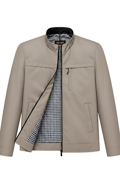 SİVAİST Men's Cream Two-Layer Bonded Pocket Waterproof and Windproof Seasonal...