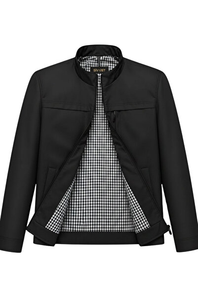SİVAİST Men's Black Two Inner Pockets Bonded Water and Wind Resistant Seasona...