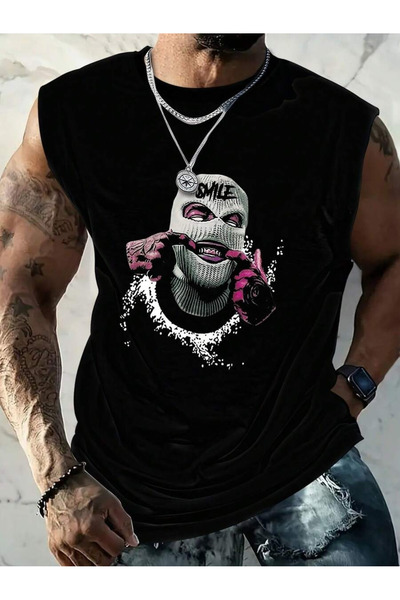 bellanova Printed Sleeveless Tshirt Men's Zero Sleeve Clothing Sportswear Ove...