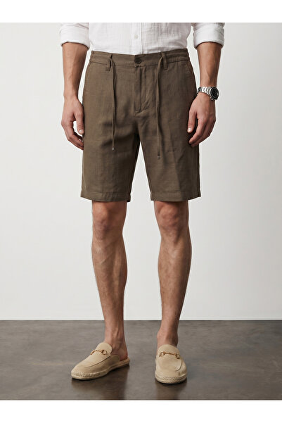 BASEL.CO Άνετο βασικό λινό σορτς με ελαστική μέση