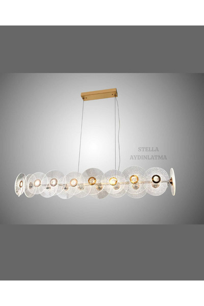 Stella Ledli şık avize lüks uzun led avize 3 farklı ışık rengi salon oturma o...