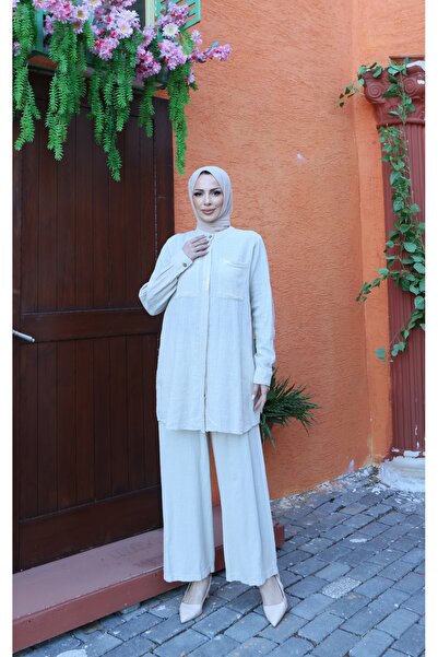 NİSUM MODA Σετ από βαμβακερό λινό με παγιέτες και διακοσμητικά κορδόνια στην ...