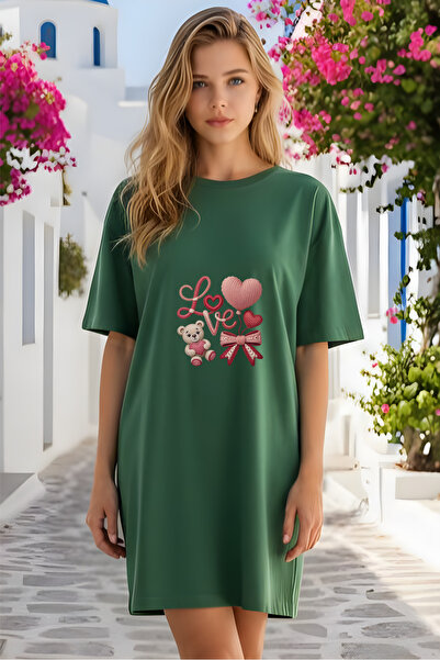 HOFFNUNG Women's Short Sleeve Oversize Crew Neck T-Shirt Dress Nightgown