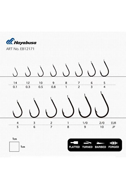HAYABUSA HCHN 121 Kısa pa_la Dövme Olta İğnesi 15li Paket Black Nikel Standar...