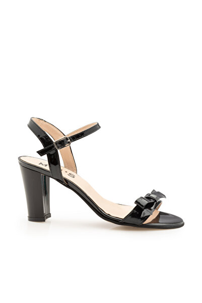 UrbanShoes Sandale cu toc damă din piele naturală - 783/7 Negru Lac