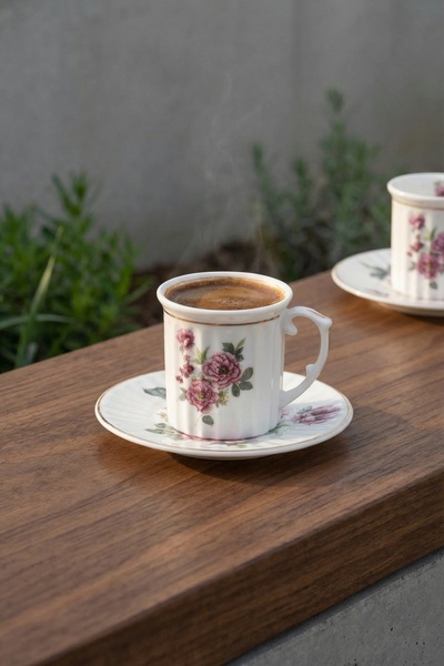 ACAR Margot 6 Kişilik Porselen Kahve Fincan Takımı - 100 ml